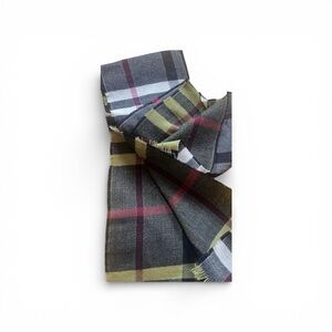 Burberry Checkered Wool Scarf in Gray, Red, and Green